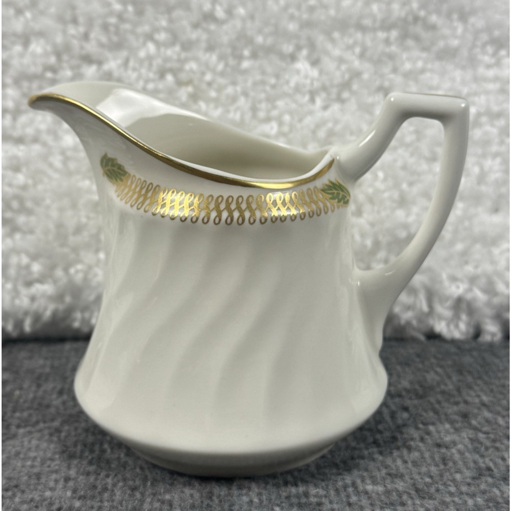 Syracuse China Champlain Creamer Gold with Green Leaves - Made USA